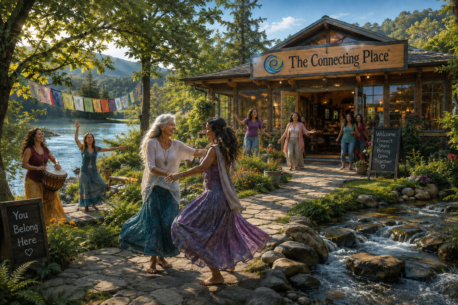 Women of Wisdom dancing and gathering together outside The Connecting Place